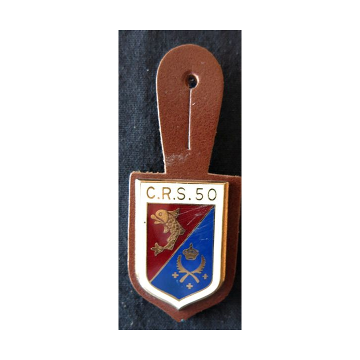 CRS 50 : insigne de la compagnie républicaine de sécurité n° 50 de La Talaudière, fabrication Drago Paris