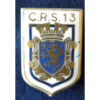 CRS 13 : insigne de la compagnie républicaine de sécurité n° 13 de Saint-Brieuc, fabrication Drago Paris
