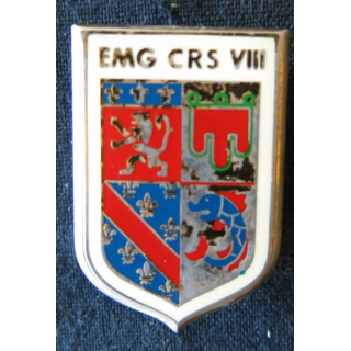 EMG CRS VIII : insigne métallique de EMG de la compagnie républicaine de sécurité n° VIII , fabrication Drago Paris