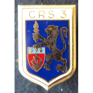 CRS 3 : insigne de la compagnie républicaine de sécurité n° 3 de Quincy-sous-Sénart, fabrication Delsart Sens