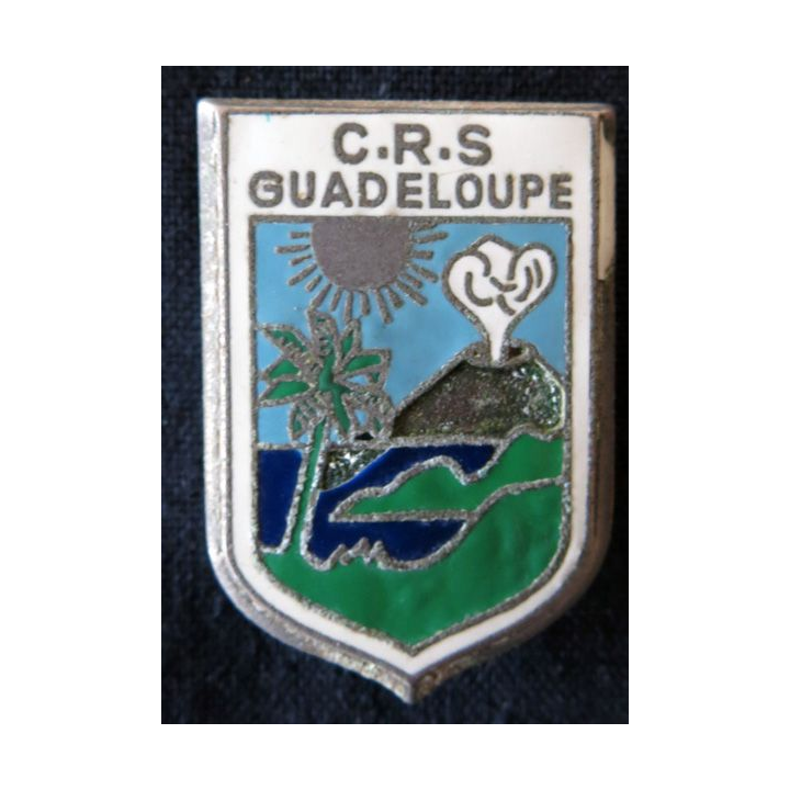 CRS GUADELOUPE : insigne métallique en émail de la compagnie républicaine de sécurité de La Guadeloupe, fabrication Drago Paris