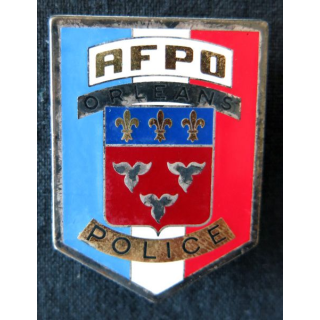 POLICE : insigne metallique A.F.P.O d'Orléans de fabrication Arthus Bertrand Paris