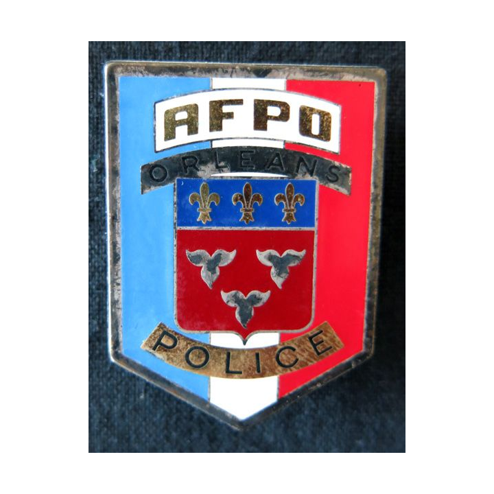 POLICE : insigne metallique A.F.P.O d'Orléans de fabrication Arthus Bertrand Paris