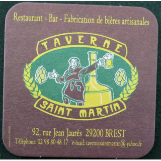 DESSOUS DE VERRE A BIÈRE de la Taverne Saint Martin à Brest de largeur 9 cm