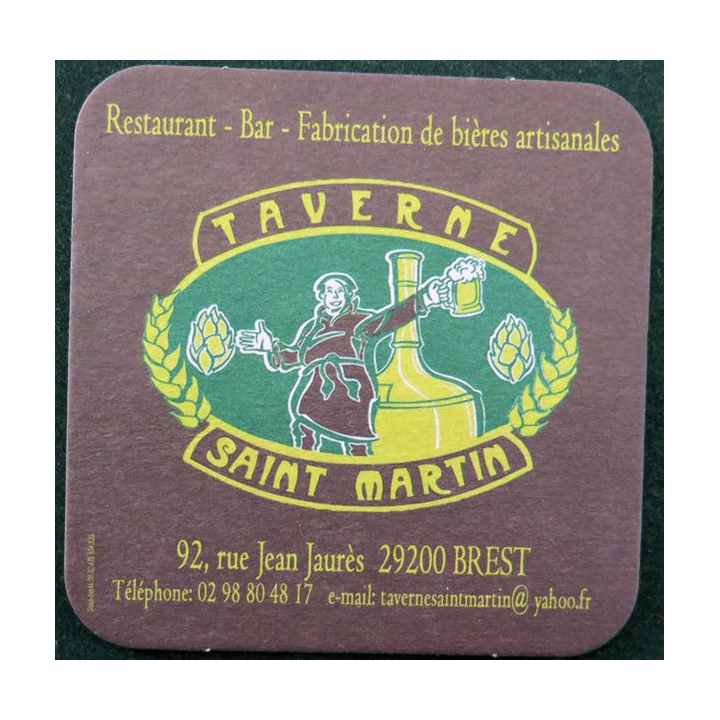 DESSOUS DE VERRE A BIÈRE de la Taverne Saint Martin à Brest de largeur 9 cm