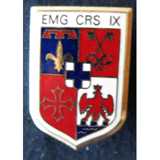 EMG CRS IX : insigne métallique de EMG de la compagnie républicaine de sécurité n° IX , fabricant non marqué