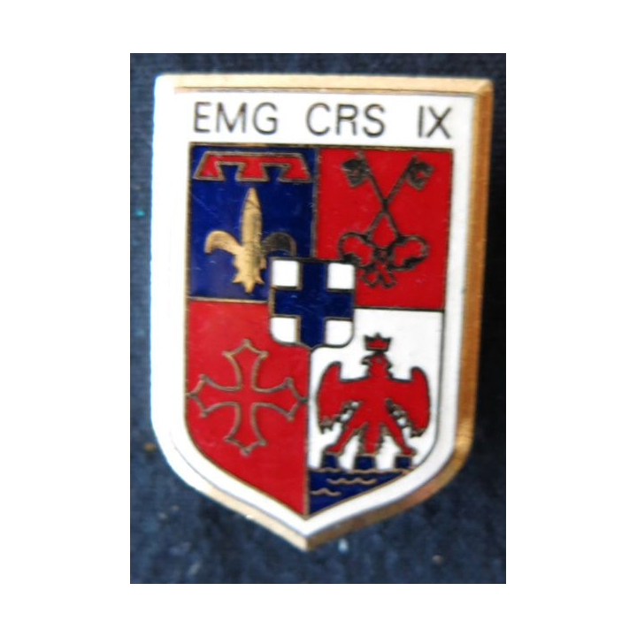 EMG CRS IX : insigne métallique de EMG de la compagnie républicaine de sécurité n° IX , fabricant non marqué