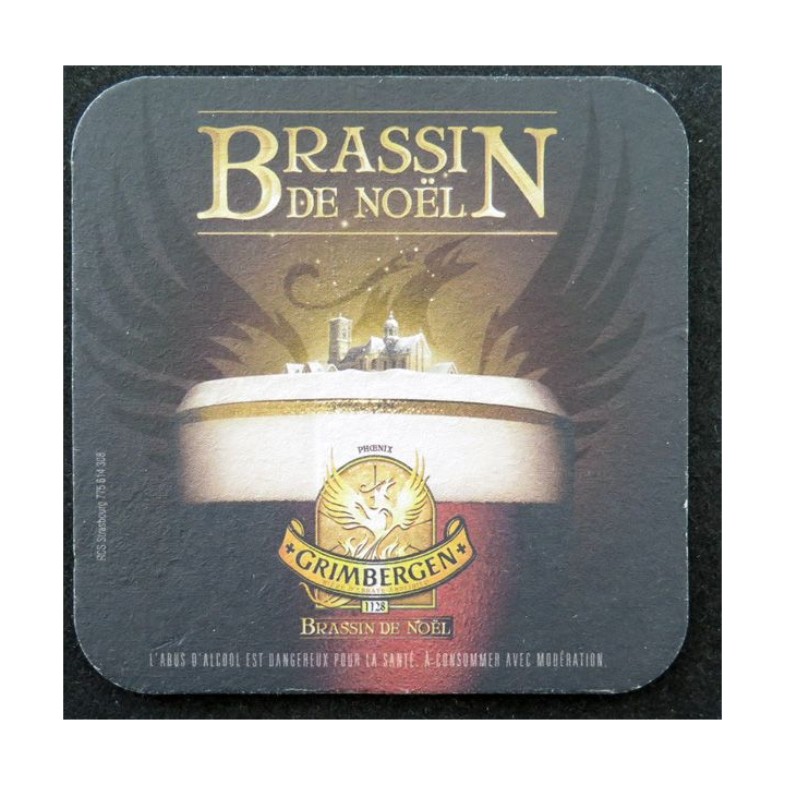 DESSOUS DE VERRE A BIÈRE Grimbergen Brassin de Noël de largeur 9,3 cm