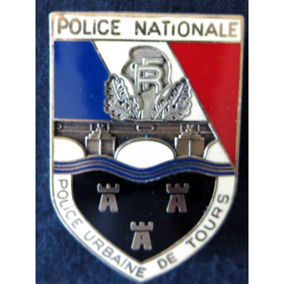 POLICE : insigne métallique de la Police Urbaine de Tours de fabrication Drago Paris