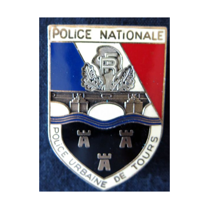 POLICE : insigne métallique de la Police Urbaine de Tours de fabrication Drago Paris