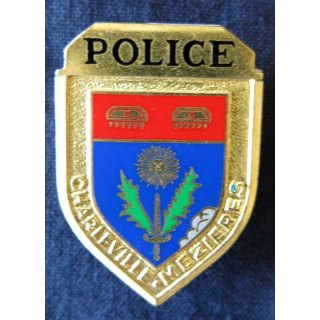 POLICE : insigne métallique de la Police de Charleville Mezières de fabrication Drago Paris