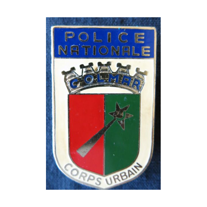 POLICE : insigne métallique du corps urbain de Colmar de fabrication Drago Paris