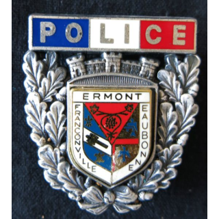 POLICE : insigne métallique de la Police de Franconville, Ermont, Eaubonne de fabrication Drago Paris