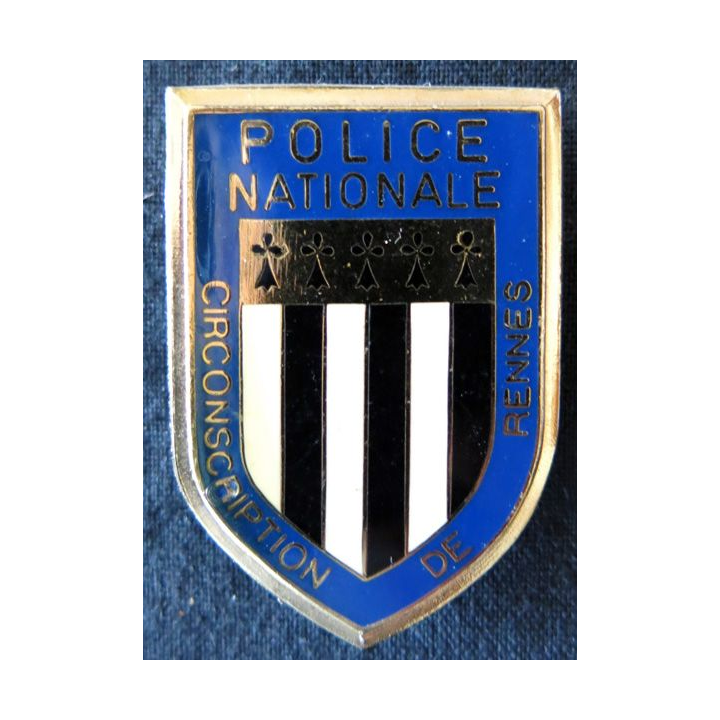 POLICE : insigne métallique de la Circonscription de Rennes de fabrication Drago Paris