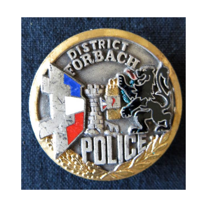 POLICE : insigne métallique de la Police nationale district de Forbach de fabrication Drago Paris matriculé