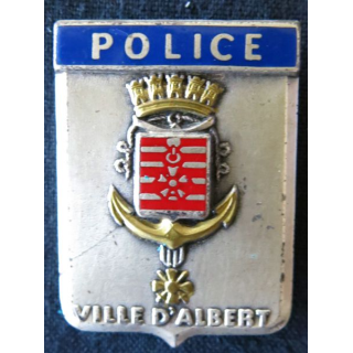 POLICE : insigne métallique de la police nationale de Ville d'Albert de fabrication Drago Paris