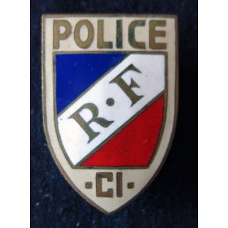 POLICE : insigne métallique en émail de la Police française en Côte d'Ivoire (AOF) Drago Paris