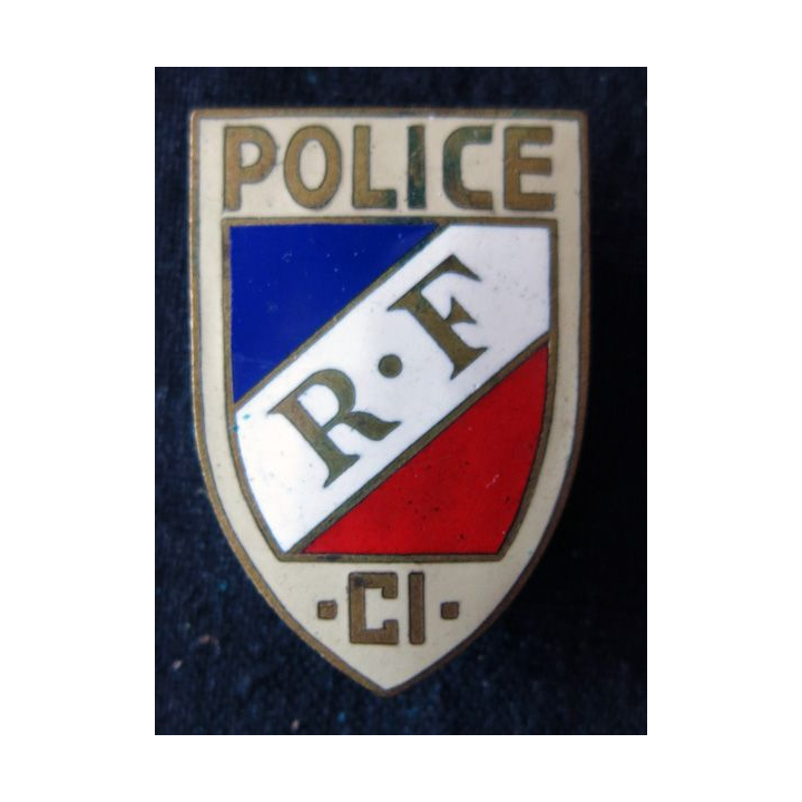 POLICE : insigne métallique en émail de la Police française en Côte d'Ivoire (AOF) Drago Paris