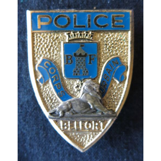 POLICE : insigne métallique de la Police nationale, corps urbain de Belfort fabrication Drago Paris