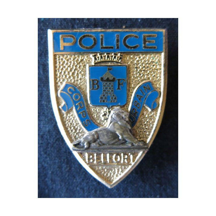 POLICE : insigne métallique de la Police nationale, corps urbain de Belfort fabrication Drago Paris