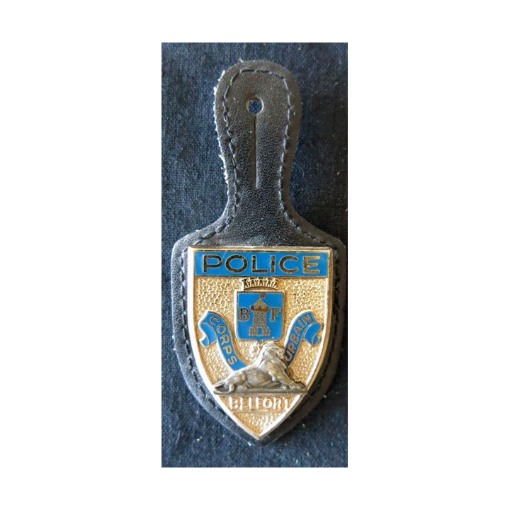 POLICE : insigne métallique de la Police nationale, corps urbain de Belfort fabrication Drago Paris