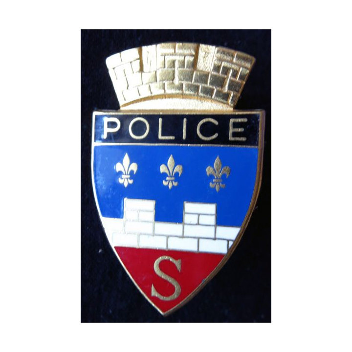 POLICE : insigne métallique de la Police nationale de la ville de Saumur de  fabrication Fraisse (F.D)