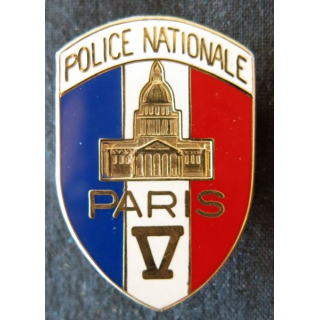POLICE : insigne métallique de la Police nationale de la ville de Paris V de  fabrication Ballard