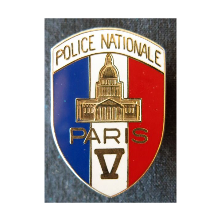 POLICE : insigne métallique de la Police nationale de la ville de Paris V de  fabrication Ballard