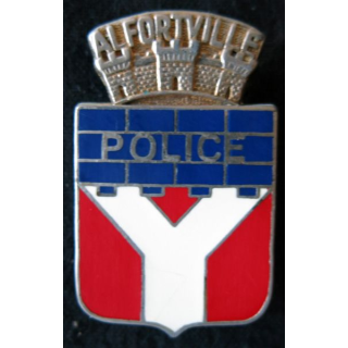 POLICE : insigne métallique de la Police nationale de la ville d'Alfortville de fabrication Drago Paris