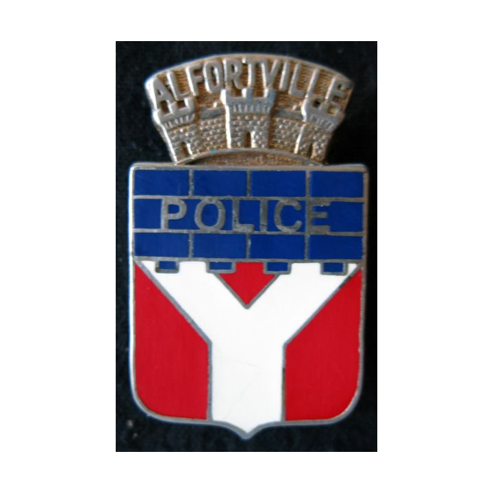 POLICE : insigne métallique de la Police nationale de la ville d'Alfortville de fabrication Drago Paris