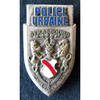 POLICE : insigne métallique de la Police urbaine de la ville de Strasbourg de fabrication Drago Paris