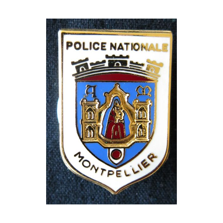 POLICE : insigne métallique de la Police nationale de la ville de Montpellier de fabrication Drago Noisiel