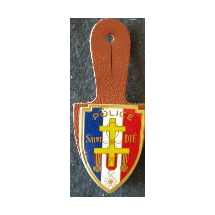 POLICE : insigne métallique de la Police nationale de la ville de Saint Dié de fabrication Drago Paris