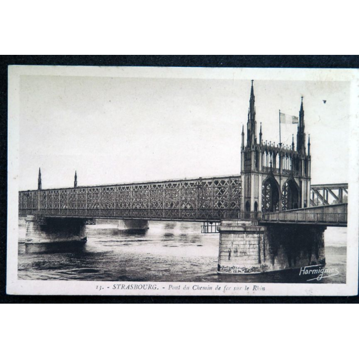 Carte postale 13 Strasbourg Pont des Chemin de fer sur le Rhin