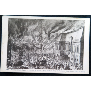 Carte postale 286 Rennes Historique Incendie de Rennes (1720) vu de la Place du Parlement