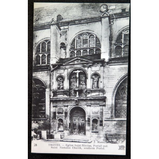 Carte postale 28  Troyes Eglise Saint-Nicolas - Portail Sud