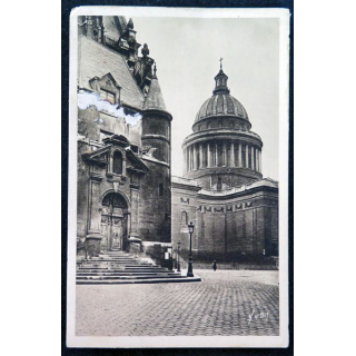 Carte postale 19 Paris Entrée latérale de l'Eglise Saint-Etienne-du-Mont et Dôme du Panthéon