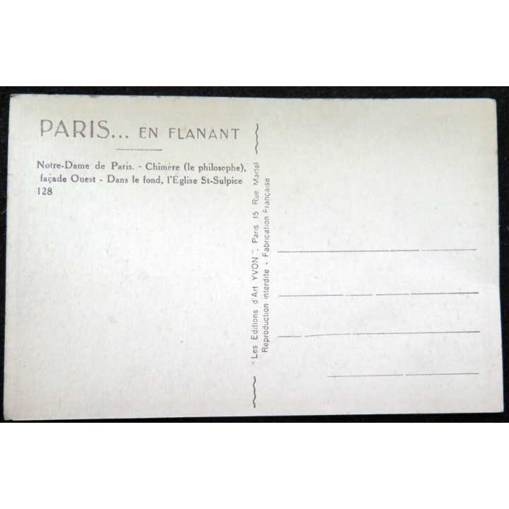 Carte postale 128 Paris Notre Dame de Paris Chimère le Philosophe 