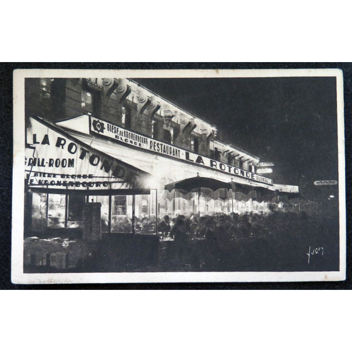 Carte postale 38 Paris Montparnasse la nuit  La Rotonde