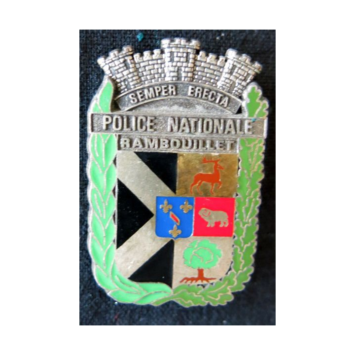 POLICE : insigne métallique de la Police nationale de Rambouillet de fabrication Delsart