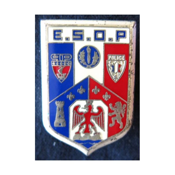 POLICE : insigne métallique de l'Ecole supérieure des officiers de paix de Nice de fabrication Delsart Sens