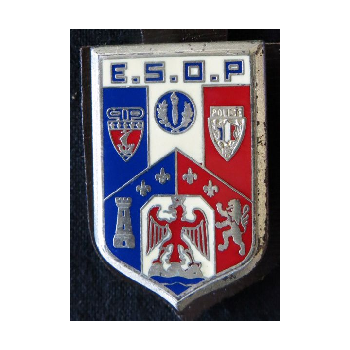 POLICE : insigne métallique de l'Ecole supérieure des officiers de paix de Nice de fabrication Delsart Sens