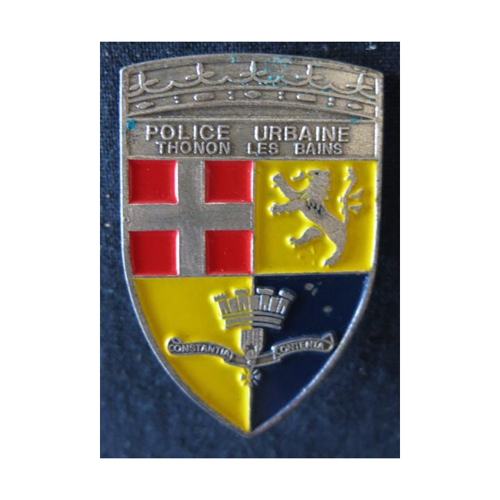 POLICE : insigne métallique de la Police urbaine de la ville de Thonon Les Bains peint