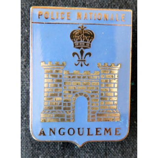POLICE : insigne métallique de la Police nationale d' Angoulème de fabrication Drago Paris