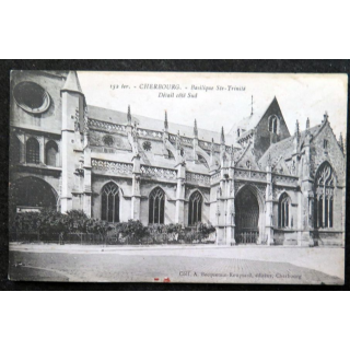 Carte postale 152 Ter Cherbourg Basilique Ste-Trinité Détail côté Sud