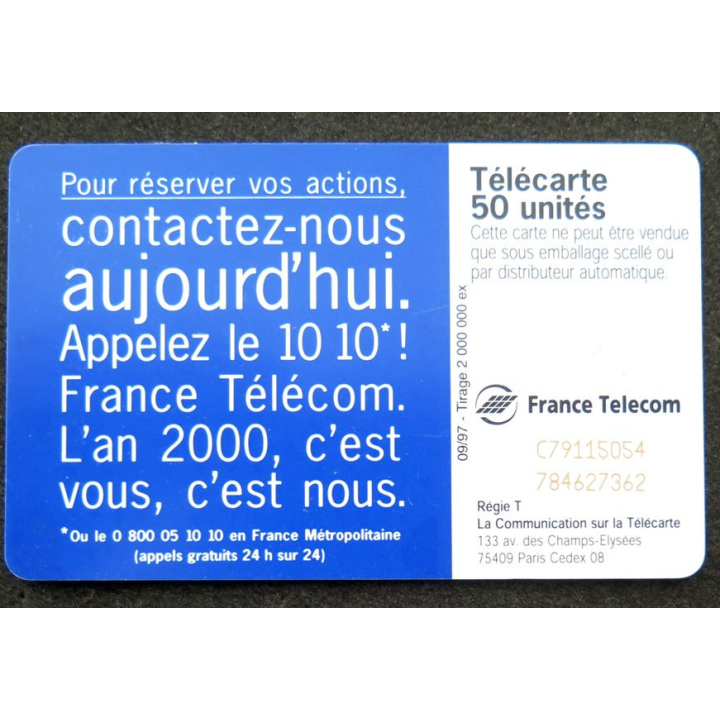 Carte téléphonique télécarte 50 unités Etre actionnaire de son téléphone