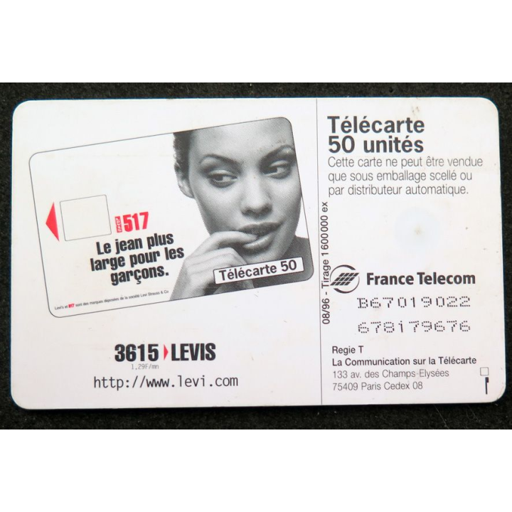 Carte téléphonique télécarte 50 unités Levis 505 le Jean qui moule les garçons