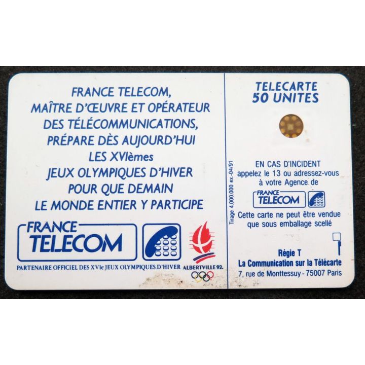 Carte téléphonique télécarte 50 unités les XVI° Jeux olympiques d'hiver