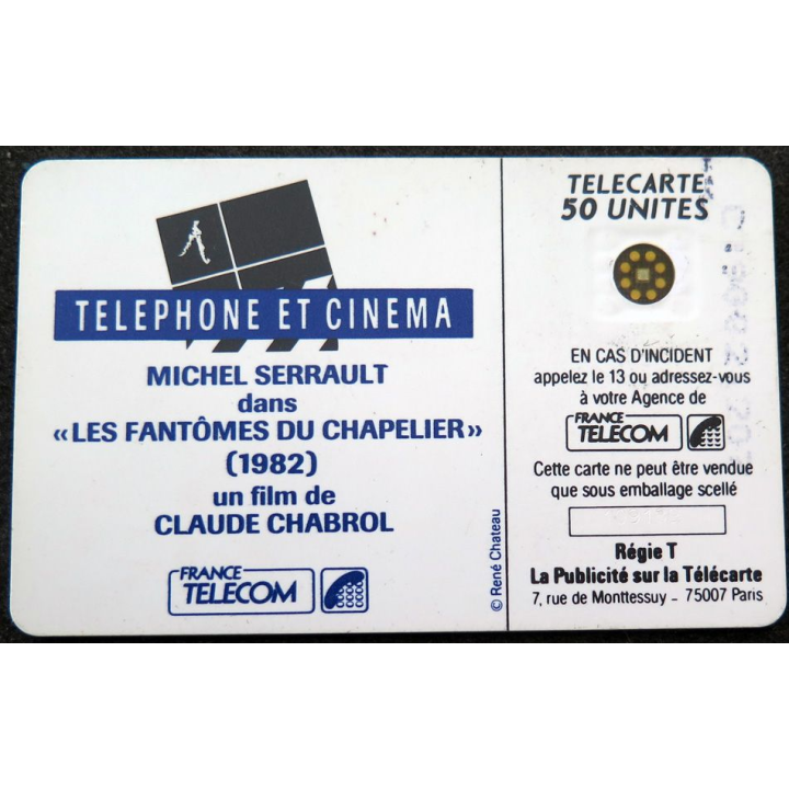 Carte téléphonique télécarte 50 unités Michel Serrault dans les fantômes du chapelier 1982