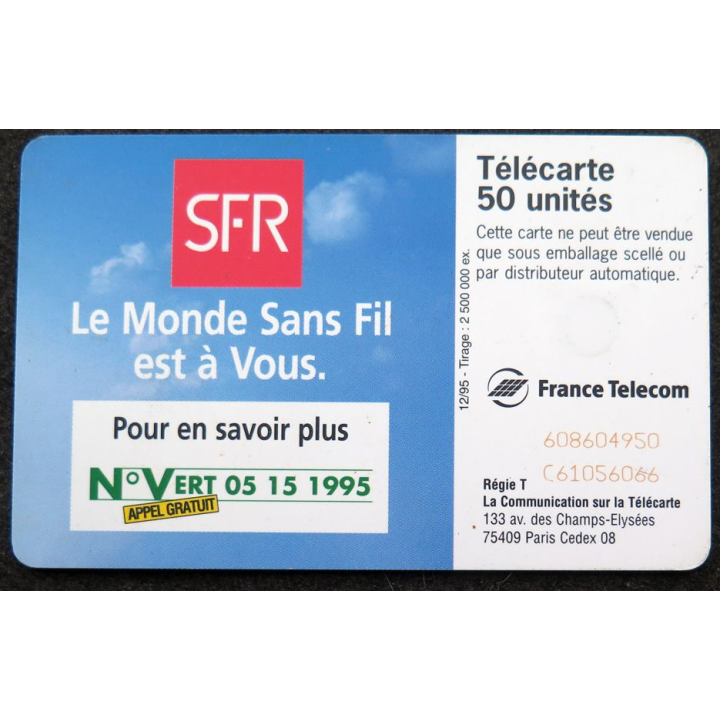 Carte téléphonique télécarte 50 unités SFR et si vous téléphoniez sans fil ?